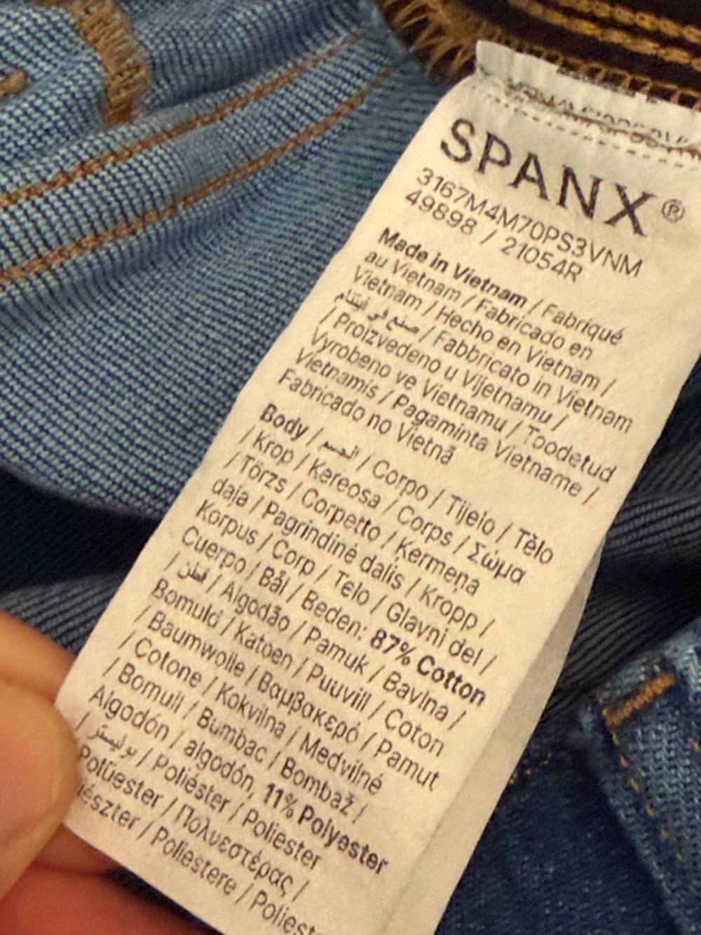 SPANXSHAPE® EVERYWEAR CROPPED WASHED BLUE WIDE LEG JEANS size large - Picture 9 of 10